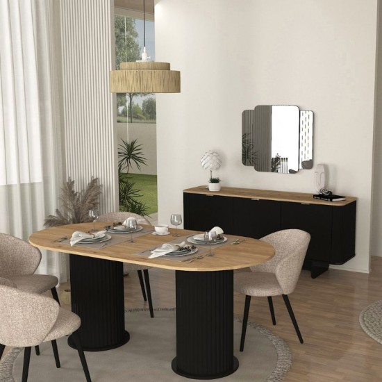 Τραπέζι Bohema  χρώμα μαύρο - sepet oak 180x90x77,7εκ.