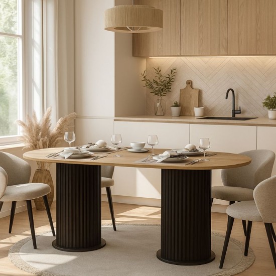 Τραπέζι Bohema  χρώμα μαύρο - sepet oak 180x90x77,7εκ.