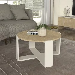 Τραπεζάκι σαλονιού Rebel  χρώμα rota oak - sandstone Ø70x38εκ.