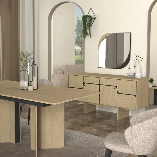 Μπουφές Lava  χρώμα rota oak - ανθρακί 150x44,6x76εκ.