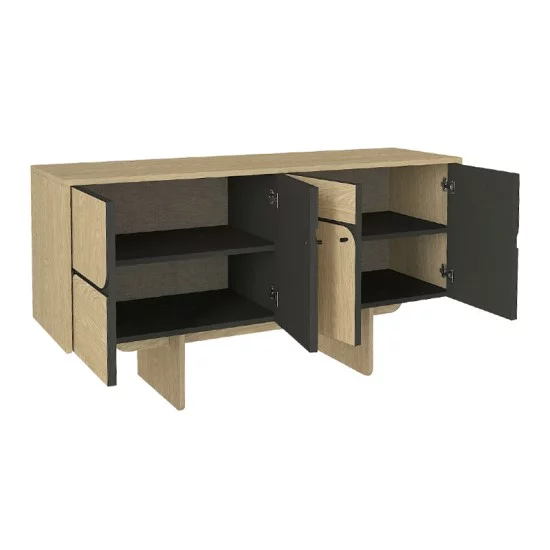 Μπουφές Lava  χρώμα rota oak - ανθρακί 150x44,6x76εκ.
