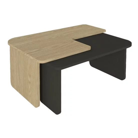 Τραπεζάκι σαλονιού σετ 2τμχ Lava  χρώμα rota oak - ανθρακί 75x48,5x35,6εκ.