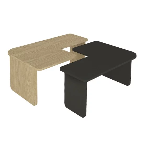 Τραπεζάκι σαλονιού σετ 2τμχ Lava  χρώμα rota oak - ανθρακί 75x48,5x35,6εκ.