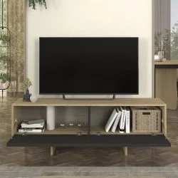 Έπιπλο τηλεόρασης Lava  χρώμα rota oak - ανθρακί 150x35x51,3εκ.