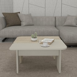 Τραπεζάκι σαλονιού σετ 2τμχ Sevilla  χρώμα sandstone - travertine 75x75x37,4εκ.