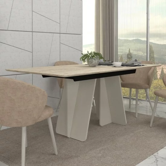 Τραπέζι Sevilla  χρώμα sandstone - travertine 180x90x75εκ.