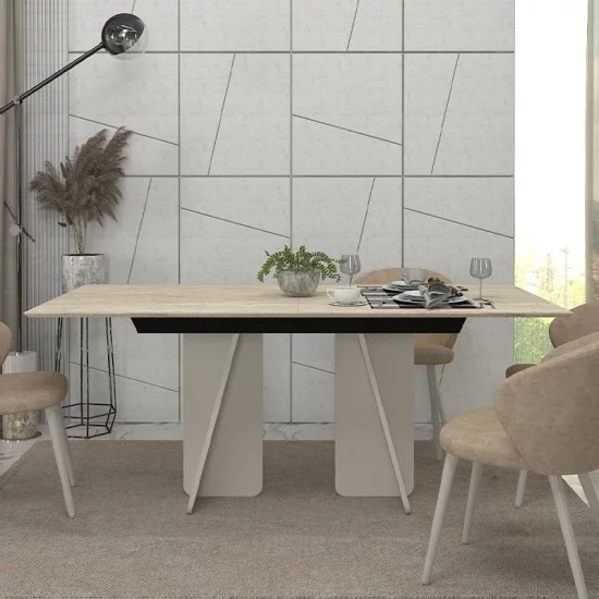 Τραπέζι Sevilla  χρώμα sandstone - travertine 180x90x75εκ.