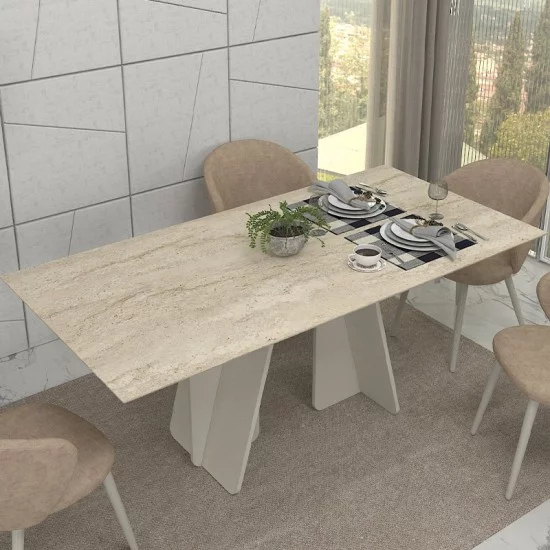 Τραπέζι Sevilla  χρώμα sandstone - travertine 180x90x75εκ.