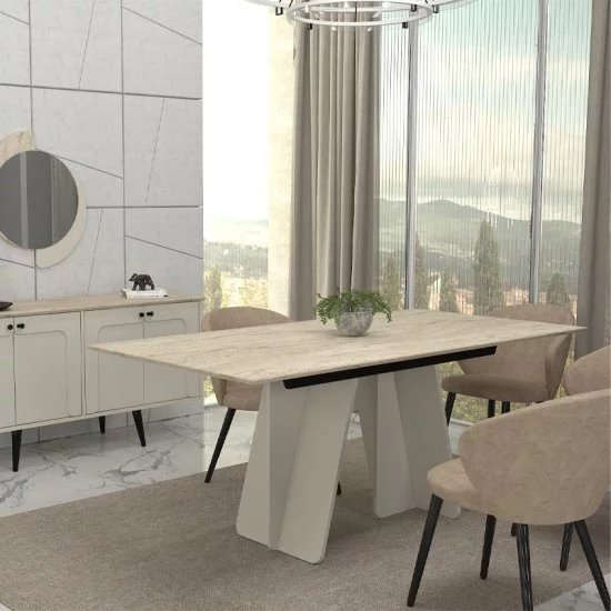 Τραπέζι Sevilla  χρώμα sandstone - travertine 180x90x75εκ.