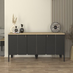 Μπουφές Pedro  χρώμα ανθρακί - rota oak 150x45x75εκ.