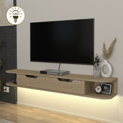 Έπιπλο τηλεόρασης επιτοίχιο Noland  με LED χρώμα rota oak 150x35x19,2εκ.