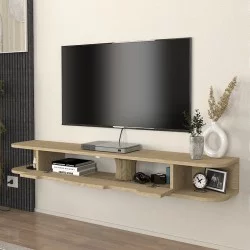 Έπιπλο τηλεόρασης επιτοίχιο Noland  με LED χρώμα rota oak 150x35x19,2εκ.