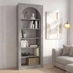 Βιβλιοθήκη Voila  χρώμα γκρι σκυροδέματος 74x35x180εκ.