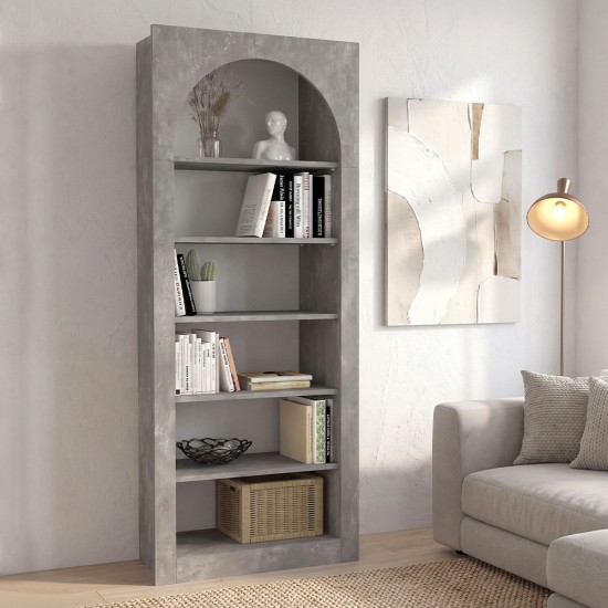 Βιβλιοθήκη Voila  χρώμα γκρι σκυροδέματος 74x35x180εκ.