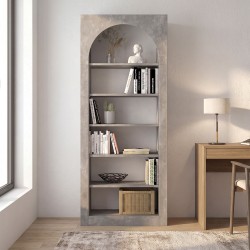 Βιβλιοθήκη Voila  χρώμα γκρι σκυροδέματος 74x35x180εκ.