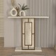 Κονσόλα Alderas χρώμα λευκό - travertine - χρυσό 90x29,6x76,8εκ. Κονσόλα Alderas χρώμα λευκό - travertine - χρυσό 90x29,6x76,8εκ.