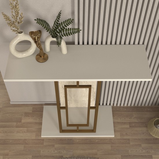 Κονσόλα Alderas χρώμα λευκό - travertine - χρυσό 90x29,6x76,8εκ. Κονσόλα Alderas χρώμα λευκό - travertine - χρυσό 90x29,6x76,8εκ.