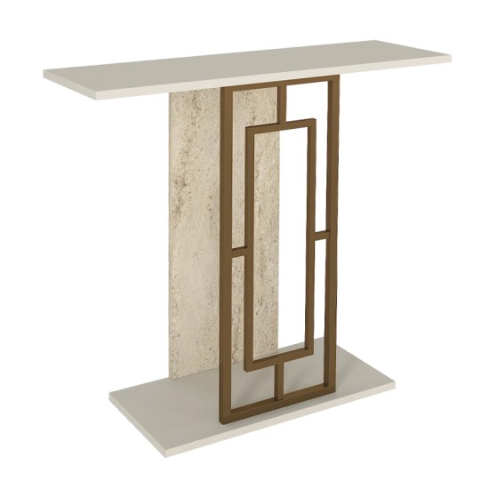 Κονσόλα Alderas χρώμα λευκό - travertine - χρυσό 90x29,6x76,8εκ. Κονσόλα Alderas χρώμα λευκό - travertine - χρυσό 90x29,6x76,8εκ.