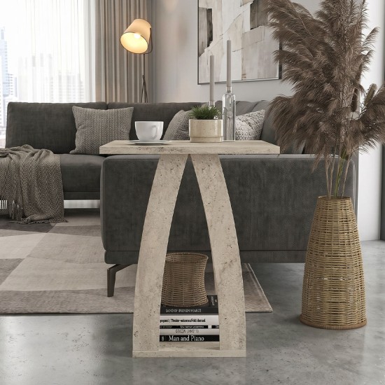 Τραπεζάκι βοηθητικό - Κομοδίνο Deros  χρώμα travertine 45x45x56εκ.