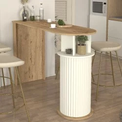 Τραπέζι μπαρ Bohema  χρώμα sepet oak - ivory 150x51,6x101,8εκ.