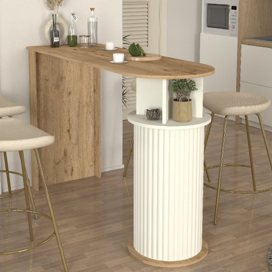 Τραπέζι μπαρ Bohema  χρώμα sepet oak - ivory 150x51,6x101,8εκ.