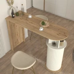 Τραπέζι μπαρ Bohema  χρώμα sepet oak - ivory 150x51,6x101,8εκ.