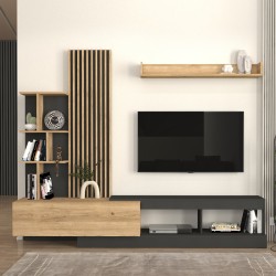 Σύνθεση τηλεόρασης Vermont  χρώμα ανθρακί - sepet oak 240x40x192εκ.