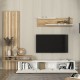 Σύνθεση τηλεόρασης Rosaline  χρώμα λευκό - sepet oak 233x31,3x196,8εκ.