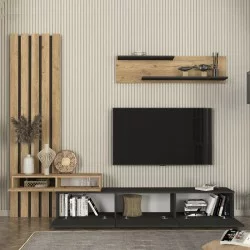Σύνθεση τηλεόρασης Rosaline  χρώμα ανθρακί - sepet oak 233x31,3x196,8εκ.
