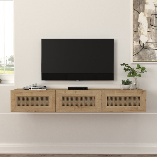 Έπιπλο τηλεόρασης επιτοίχιο Samuel χρώμα sapphire oak 180x31,4x28,6εκ. Έπιπλο τηλεόρασης επιτοίχιο Samuel χρώμα sapphire oak 180x31,4x28,6εκ.