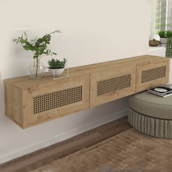 Έπιπλο τηλεόρασης επιτοίχιο Samuel χρώμα sapphire oak 180x31,4x28,6εκ. Έπιπλο τηλεόρασης επιτοίχιο Samuel χρώμα sapphire oak 180x31,4x28,6εκ.