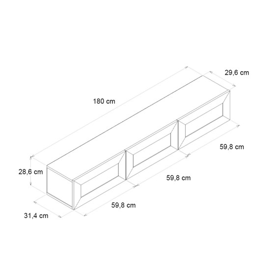 Έπιπλο τηλεόρασης επιτοίχιο Samuel χρώμα sapphire oak 180x31,4x28,6εκ. Έπιπλο τηλεόρασης επιτοίχιο Samuel χρώμα sapphire oak 180x31,4x28,6εκ.