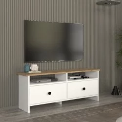 Έπιπλο τηλεόρασης Gradias  χρώμα λευκό - sapphire oak 120x29,6x46,8εκ.