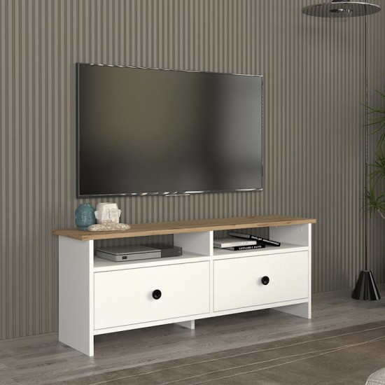 Έπιπλο τηλεόρασης Gradias χρώμα λευκό - sapphire oak 120x29,6x46,8εκ. Έπιπλο τηλεόρασης Gradias χρώμα λευκό - sapphire oak 120x29,6x46,8εκ.