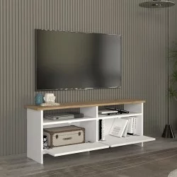 Έπιπλο τηλεόρασης Gradias  χρώμα λευκό - sapphire oak 120x29,6x46,8εκ.
