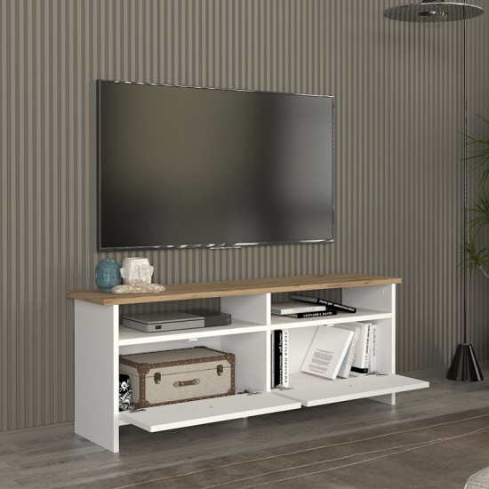 Έπιπλο τηλεόρασης Gradias χρώμα λευκό - sapphire oak 120x29,6x46,8εκ. Έπιπλο τηλεόρασης Gradias χρώμα λευκό - sapphire oak 120x29,6x46,8εκ.