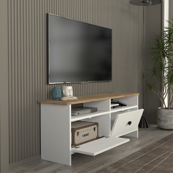 Έπιπλο τηλεόρασης Gradias χρώμα λευκό - sapphire oak 120x29,6x46,8εκ. Έπιπλο τηλεόρασης Gradias χρώμα λευκό - sapphire oak 120x29,6x46,8εκ.