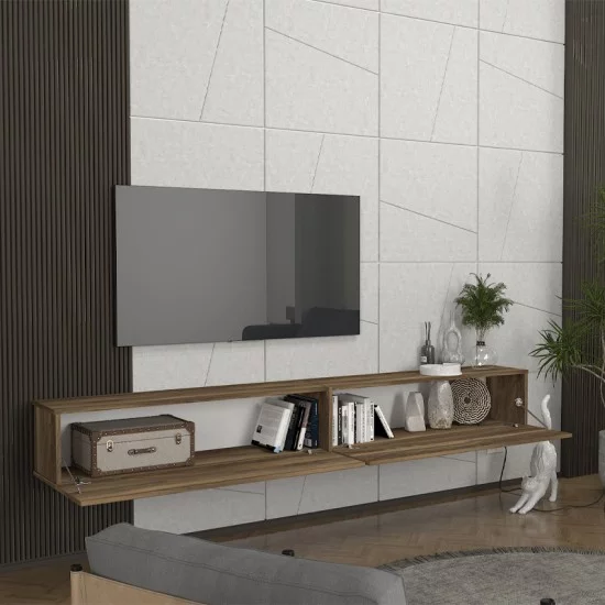 Έπιπλο τηλεόρασης επιτοίχιο Espanse  χρώμα καρυδί 241,8x31,7x30εκ.