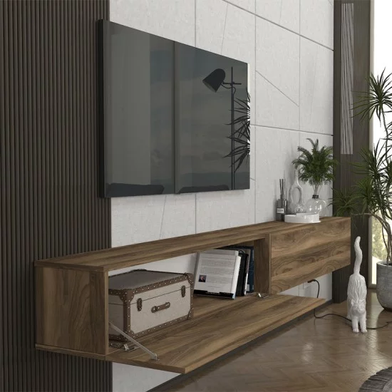 Έπιπλο τηλεόρασης επιτοίχιο Espanse  χρώμα καρυδί 241,8x31,7x30εκ.