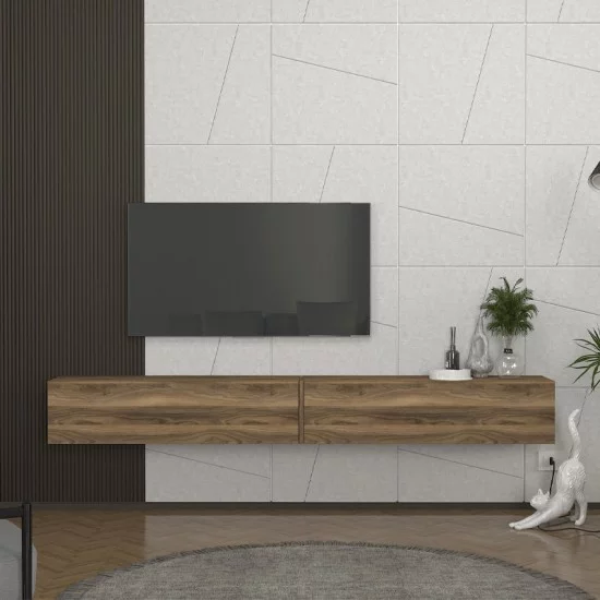 Έπιπλο τηλεόρασης επιτοίχιο Espanse  χρώμα καρυδί 241,8x31,7x30εκ.