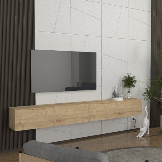 Έπιπλο τηλεόρασης επιτοίχιο Espanse  χρώμα sapphire oak 241,8x31,7x30εκ.