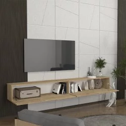 Έπιπλο τηλεόρασης επιτοίχιο Espanse  χρώμα sapphire oak 241,8x31,7x30εκ.