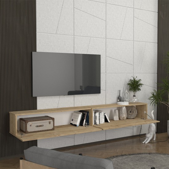 Έπιπλο τηλεόρασης επιτοίχιο Espanse  χρώμα sapphire oak 241,8x31,7x30εκ.