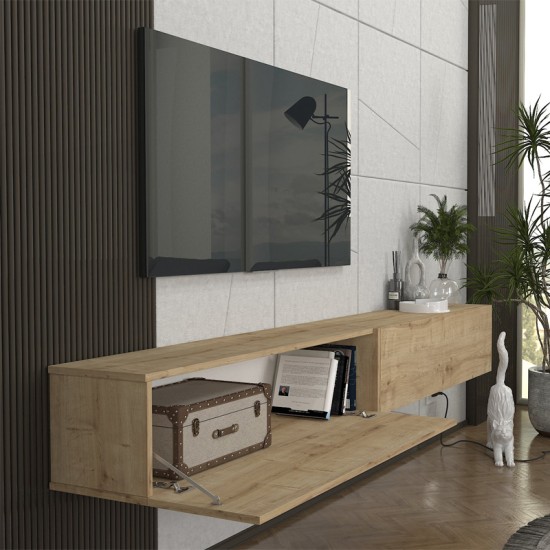 Έπιπλο τηλεόρασης επιτοίχιο Espanse  χρώμα sapphire oak 241,8x31,7x30εκ.