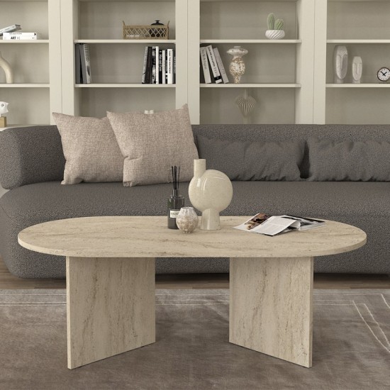 Τραπεζάκι σαλονιού Cortado  χρώμα travertine 120x60x39,6εκ.