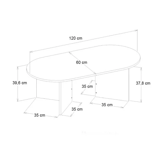 Τραπεζάκι σαλονιού Cortado  χρώμα μαύρο 120x60x39,6εκ.