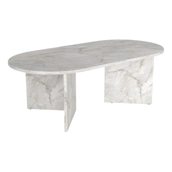 Τραπεζάκι σαλονιού Cortado  χρώμα λευκό εφέ μαρμάρου 120x60x39,6εκ.