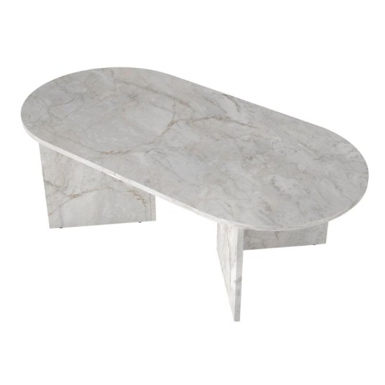 Τραπεζάκι σαλονιού Cortado  χρώμα λευκό εφέ μαρμάρου 120x60x39,6εκ.