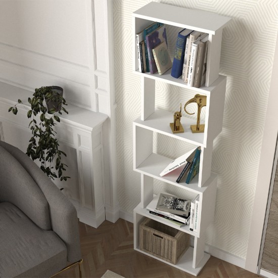 Βιβλιοθήκη Alvina χρώμα λευκό 45x19,6x158,8εκ. Βιβλιοθήκη Alvina χρώμα λευκό 45x19,6x158,8εκ.