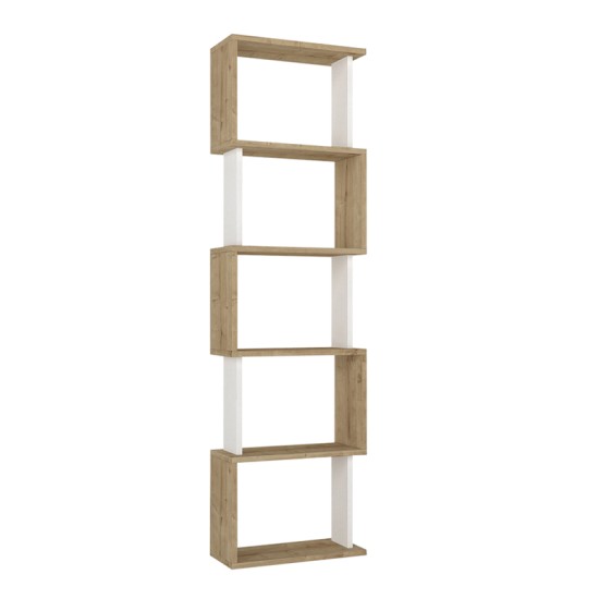 Βιβλιοθήκη Alvina χρώμα sapphire oak - λευκό 45x19,6x158,8εκ. Βιβλιοθήκη Alvina χρώμα sapphire oak - λευκό 45x19,6x158,8εκ.